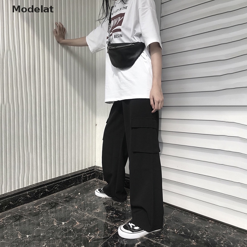 Mfc Quần Baggy Lưng Cao Ống Rộng Có Túi Phong Cách Thời Trang Harajuku Đường Phố Hàn Quốc WTD