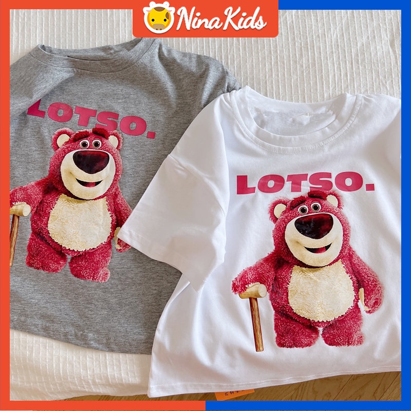 Áo Thun Tay Ngắn In Hình Lotso Cho Bé Gái Từ 0-7 Tuổi