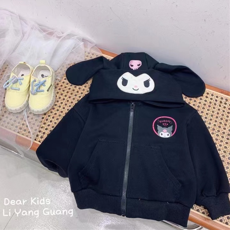 Áo Khoác Hoodie Tay Dài Có Khóa Kéo In Hình Kuromied Cinnamoroll Dễ Thương Cho Bé