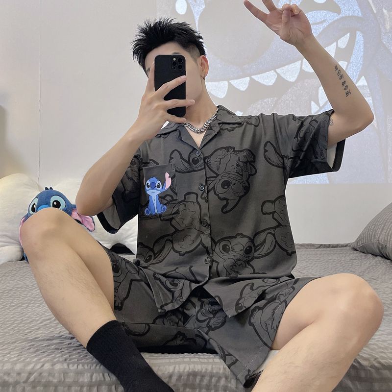 Bộ Đồ Ngủ Ngắn Tay Họa Tiết Hoạt Hình Thời Trang Mùa Hè Cho Nam