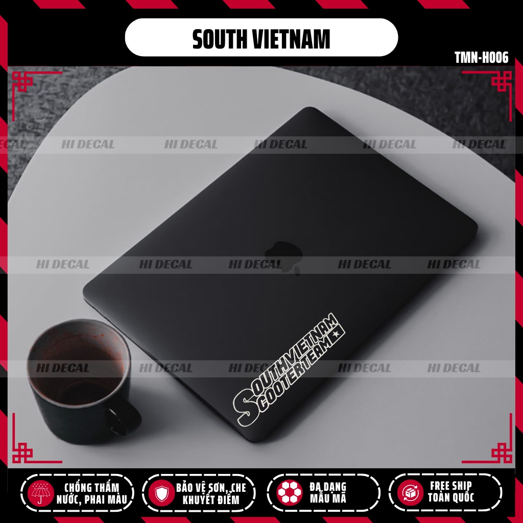 Tem dán xe máy southvietnam scooterteam viền trắng đen | TMN-H006 | Decal dán xe cao cấp chống nước chống phai màu
