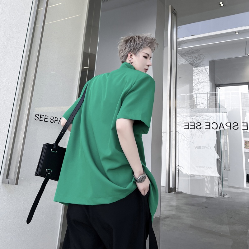 Áo Sơ Mi Tay Ngắn Phối Khóa Kéo Đôi Phong Cách Hàn Quốc Thời Trang Cho Nam