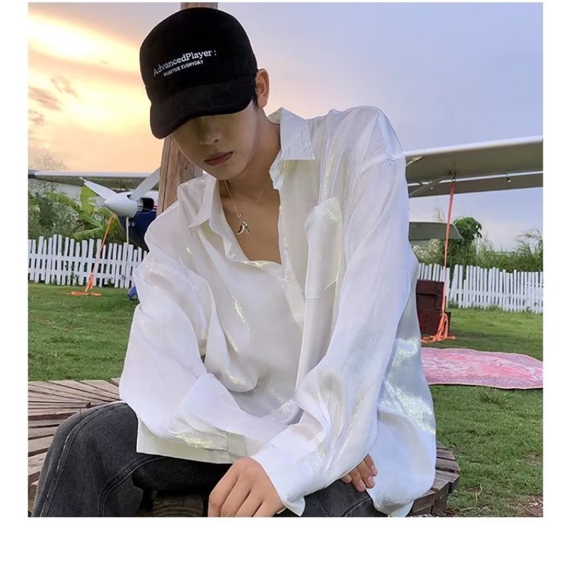 Áo Sơ Mi Cổ Tròn Phong Cách Harajuku Đơn Giản Hợp Thời Trang Mùa Thu Mới Cho Nam