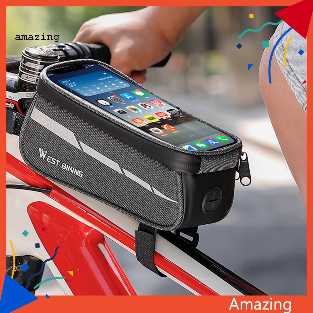 Túi Đựng Đồ Hai Dây Kéo Phía Trước Xe Đạp Phản Quang Bằng Thép Không Gỉ