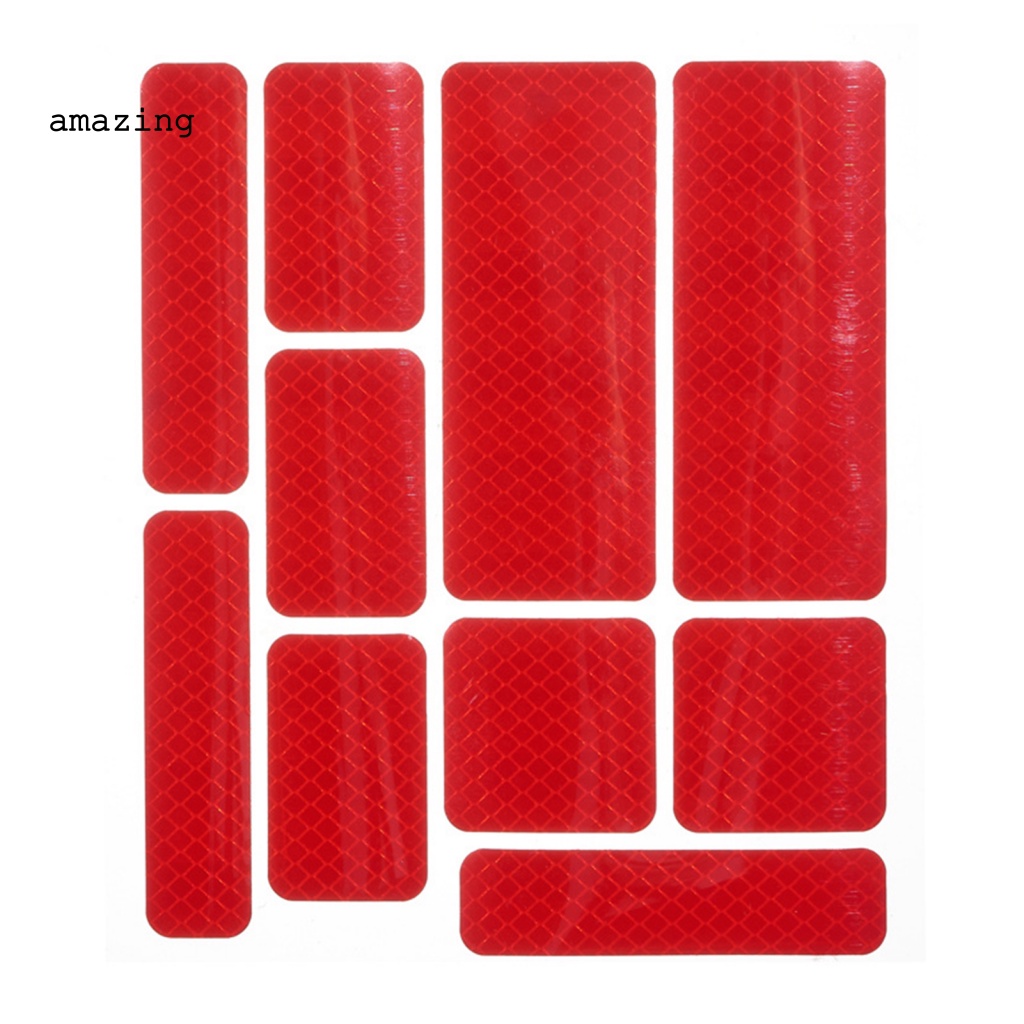 Set 10 Miếng Dán Phản Quang Cảnh Báo An Toàn Hình Chữ Nhật Cho Xe Đạp MTB