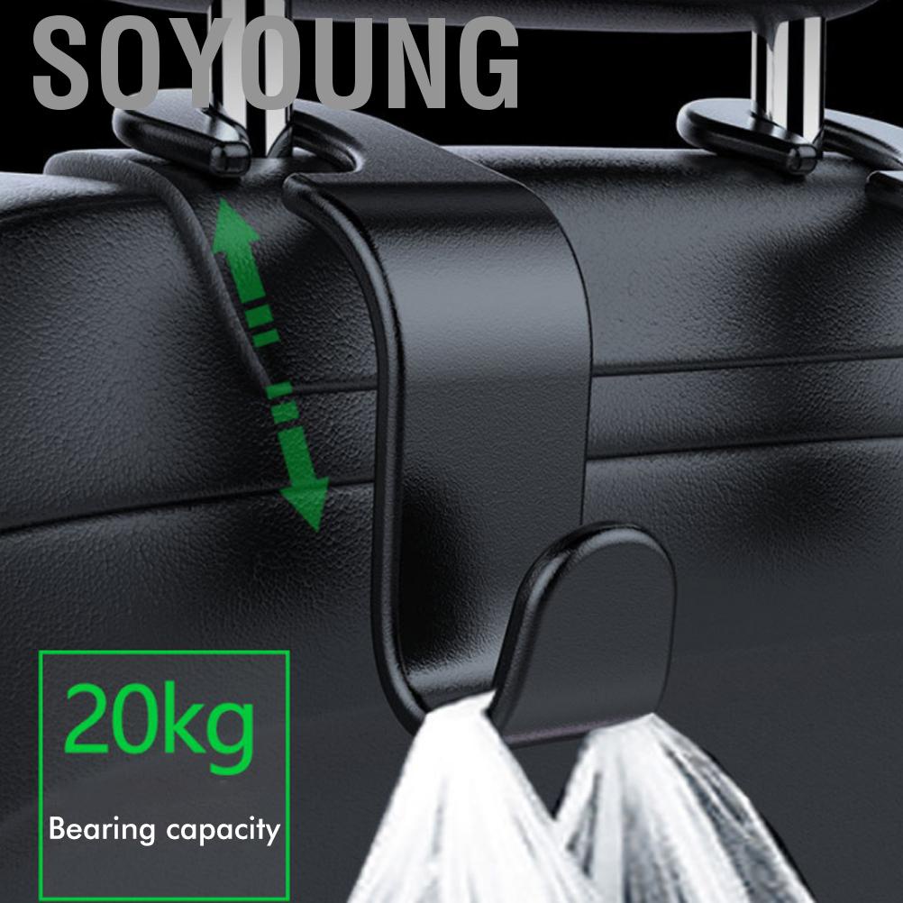 Soyoung 4Pcs Car Seat Headrest Hooks Back Hanger Storage Organizer for Handbag Purse Coat Clothes Grocery Bags