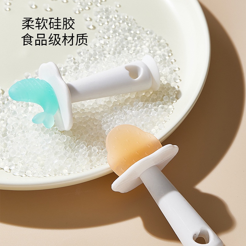 Kẹo Cao Su Silicone Màu Bạc Nano Chống Cắn Mài Răng Cho Bé Hình Cá Heo Nhỏ Tháng Tuổi