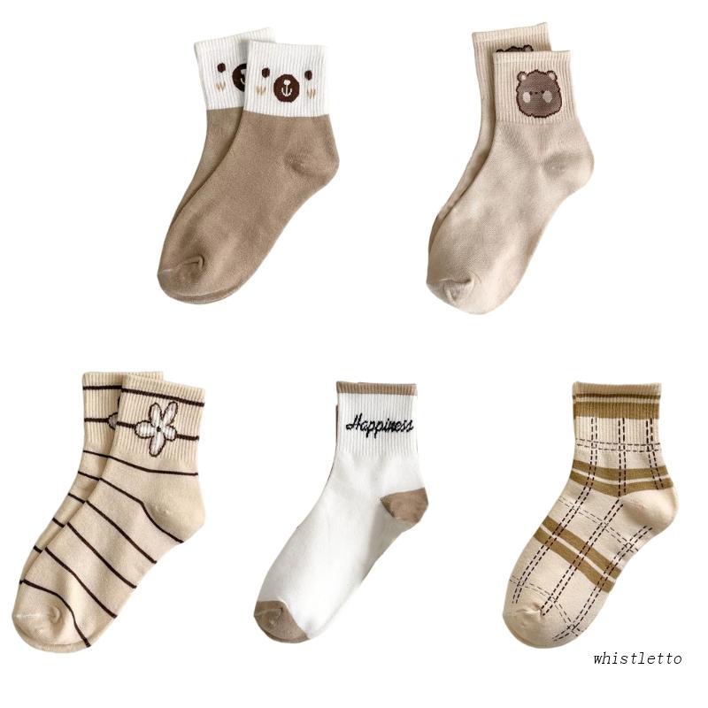 Vớ Cotton Cổ Vừa Thoáng Khí Họa Tiết Gấu Dễ Thương Thời Trang Giáng Sinh / Năm Mới Cho Nữ