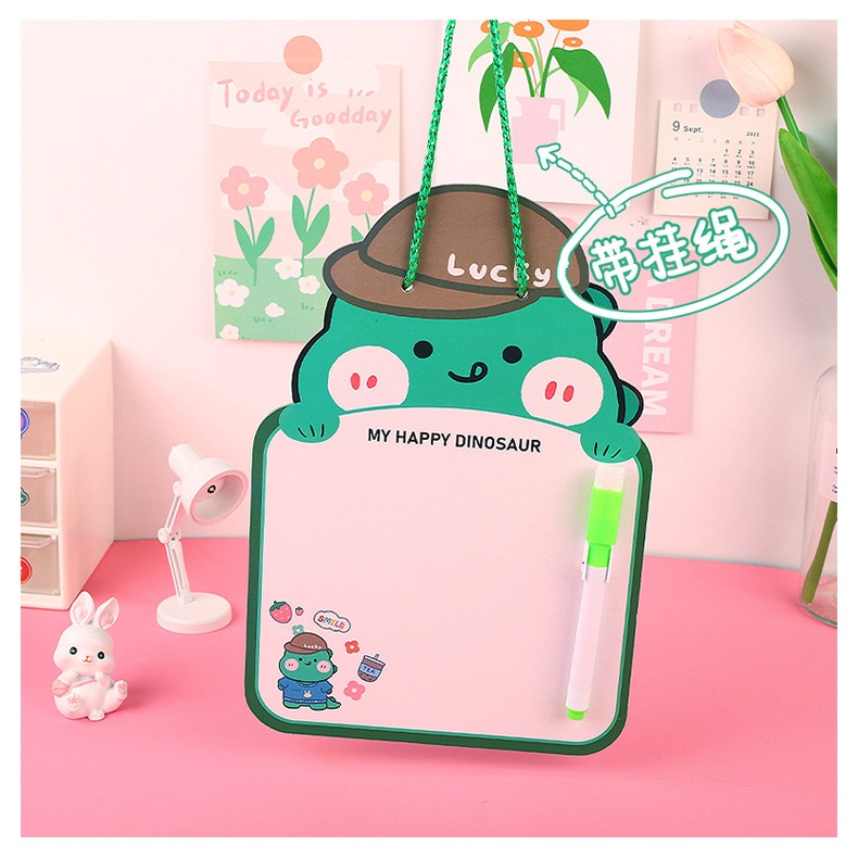 Bảng ghi nhớ kèm bút dạ dễ bôi xoá kiêm thời khóa biểu hình động vật ngộ nghĩnh dễ thương cho bé