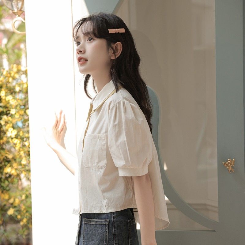 Áo Sơ Mi Hàn Quốc Màu Mơ 2023polo Có Cổ Cho Nữ