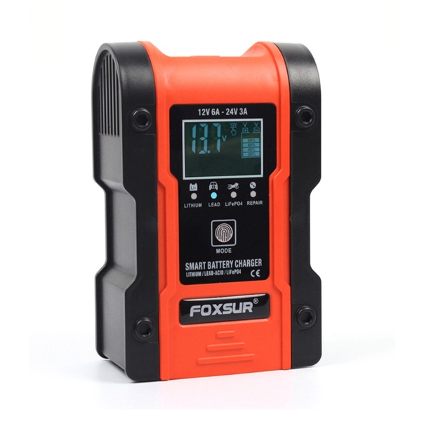 Sạc bình acquy 12V_24V_FOXSURE-Sạc Pin Lithium 12.6V_Pin LiFePO4 Lithium sắt phốt phát, sạc ô tô và xe máy có khử sunfat