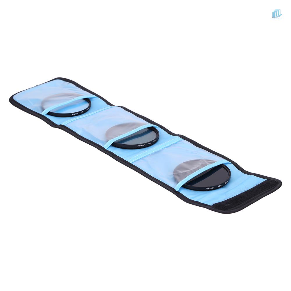 Ống Kính Phân Cực ND8 Trung Tính Andoer 72mm UV + CPL + ND8 Cho Máy Ảnh Pentax DSLR