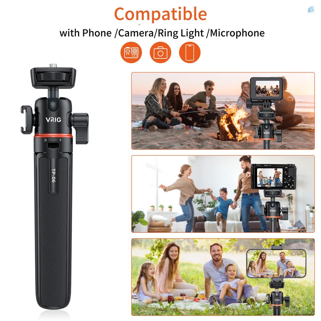 Gậy Selfie Cầm Tay Bằng Hợp Kim Nhôm Với Ốc Vít 1 / 4 Inch Xoay 360 Độ Vrinone VRIG TP-06° Đầu Bi Xoay 55cm / 21.6in Max. Chất Lượng Cao Phụ Kiện Tải Trọng 1.5kg 1.5kg Chất Lượng Cao