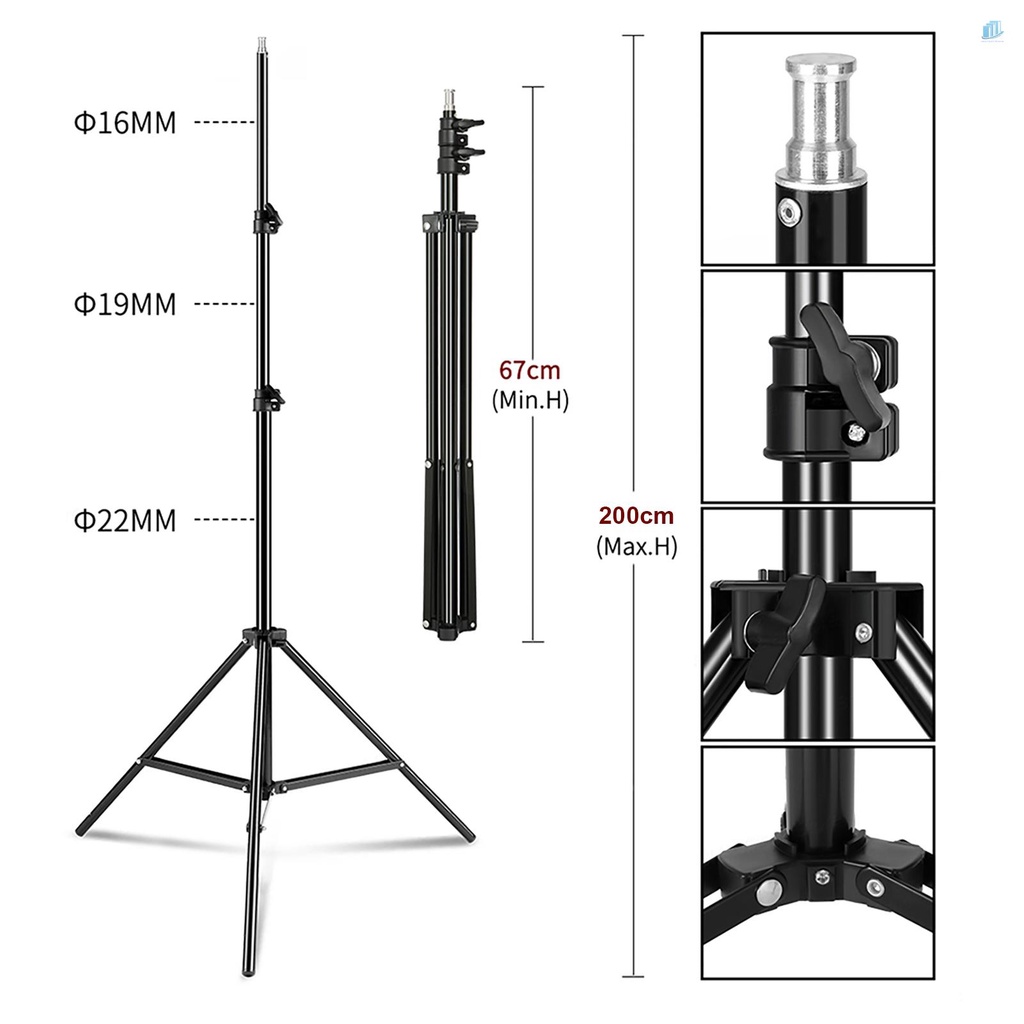 Dù Che Nắng Màu Trắng 33 Inch * 2 + 2M Chân Đứng Tripod Bằng Kim Loại * 2 + E27