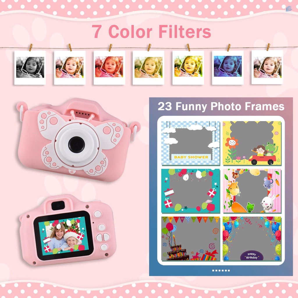 Camera Kỹ Thuật Số X7 Mini 1080P Màn Hình Kép 20MP 2.0 Inch IPS Tích Hợp Pin 32GB Dễ Thương Cho Trẻ Em