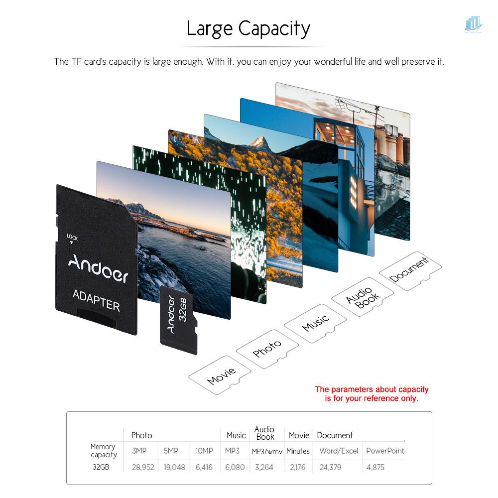 ANDOER Thẻ Nhớ TF 10 Dung Lượng 32GB Cho MáY ẢNh / Xe Hơi