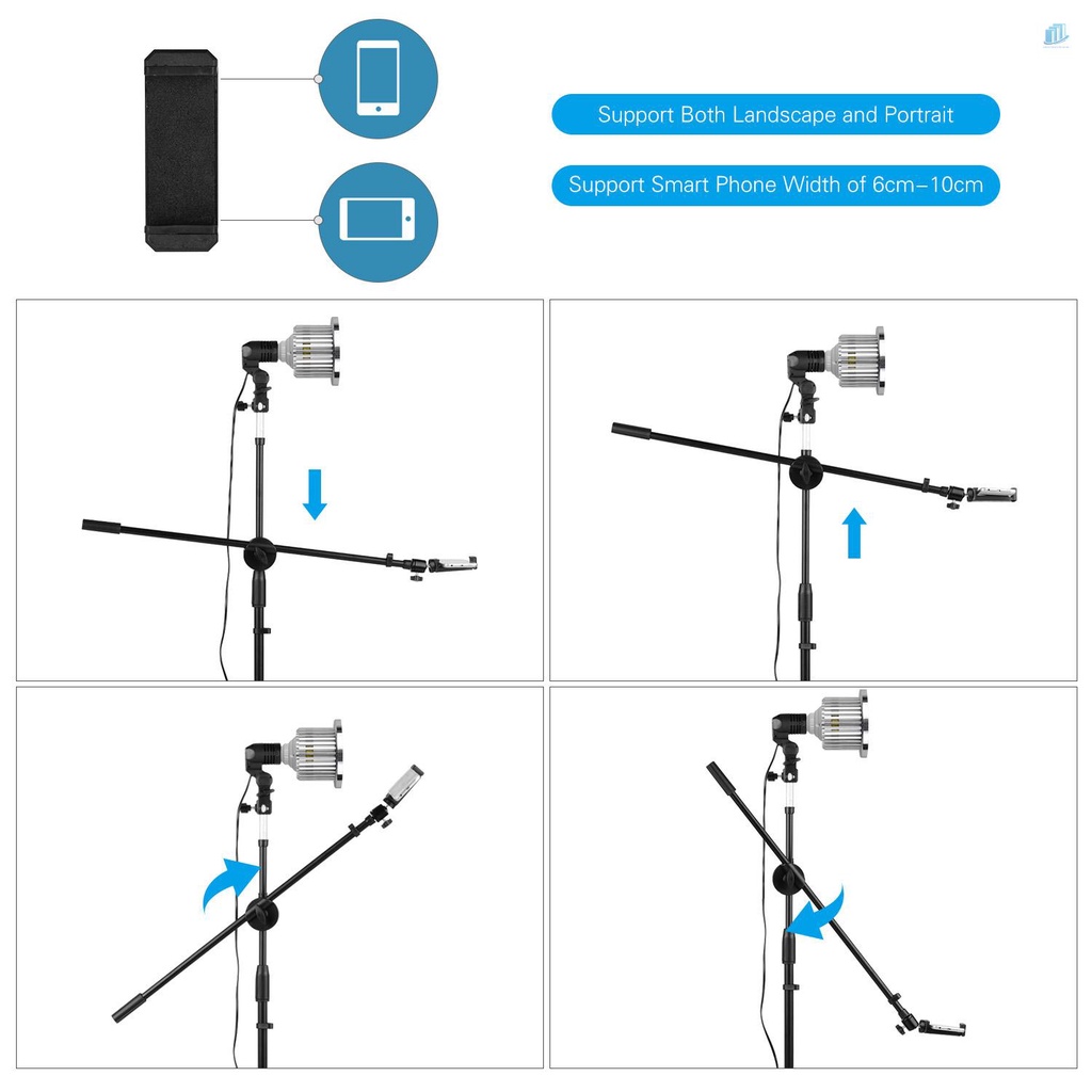 Bộ Giá Đỡ Đèn LED Chụp Ảnh Chuyên Nghiệp 140cm / 4.6ft Bằng Hợp Kim Nhôm Có Thể Điều Chỉnh Độ Cao