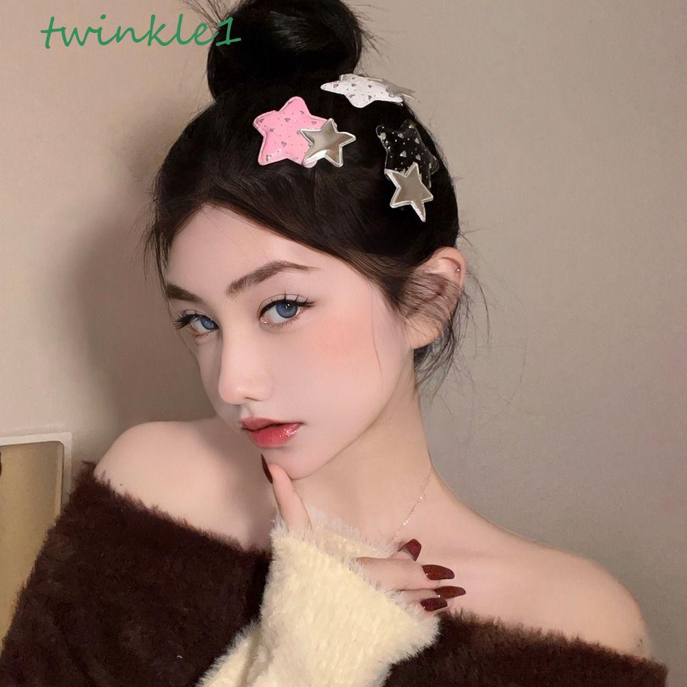 Kẹp Tóc Hình Ngôi Sao / Hình Học Nhỏ Nhắn Lấp Lánh Phong Cách Retro y2k Dành Cho Nữ