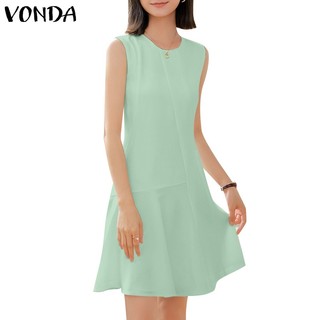 Đầm Chữ A Ngắn Sát Nách Cổ Tròn Màu Trơn Kiểu Hàn Quốc Cho Bạn Gái