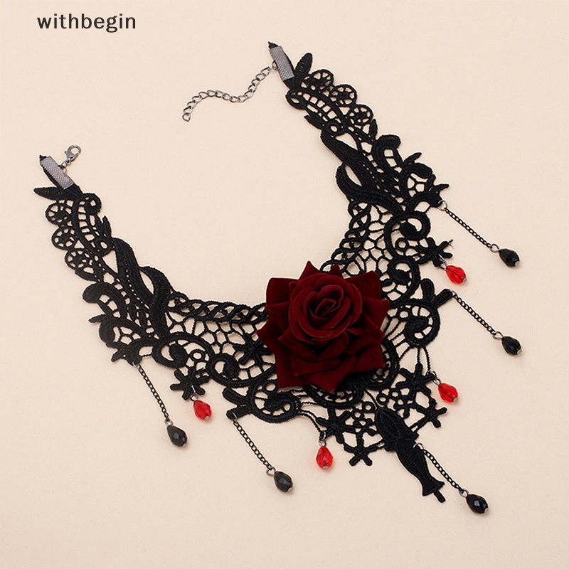 Vòng Cổ Choker Phối Ren Hoa Phong Cách Gothic Cổ Điển