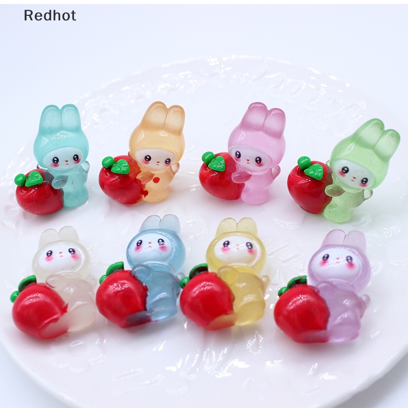 &lt; Redhot &gt; Bộ 2 Búp Bê Thỏ Hoạt Hình Dạ Quang Trang Trí Tiểu Cảnh