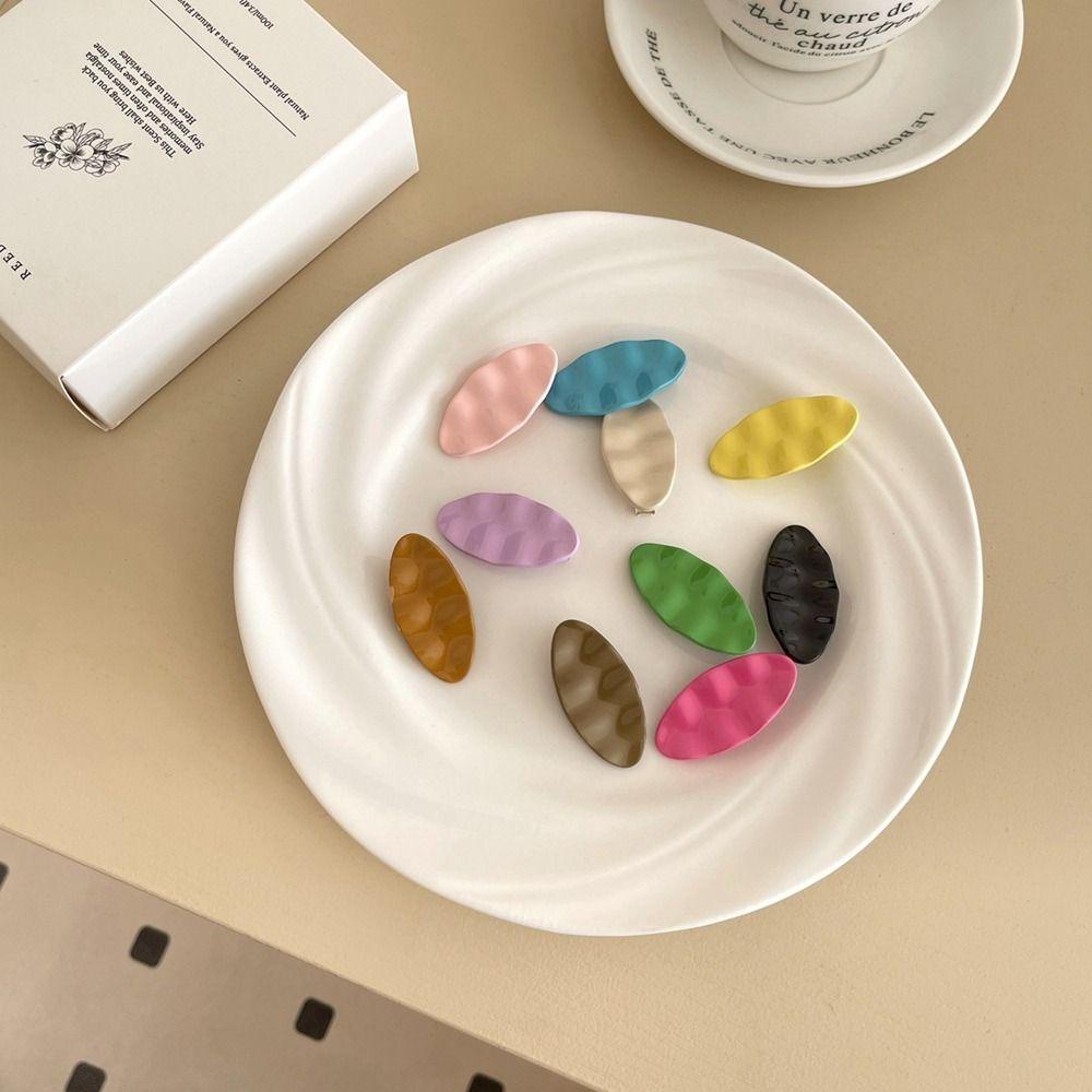 DANES Kẹp Tóc Kim Loại Hình Oval Màu Kẹo Ngọt Y2K Dễ Thương