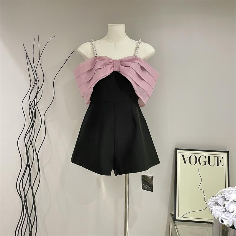 Jumpsuit Dáng Chữ A Lưng Cao Không Dây Đính Ngọc Trai Phong Cách Thái Lan Thời Trang Mùa Hè Hàng Mới 2023 Dành Cho Bạn