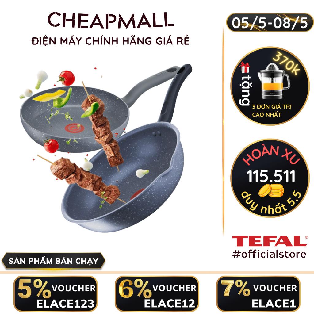 Chảo nhôm chống dính đáy từ Tefal Cook Healthy vân đá có cảnh báo nhiệt dùng cho mọi loại bếp - CheapMall