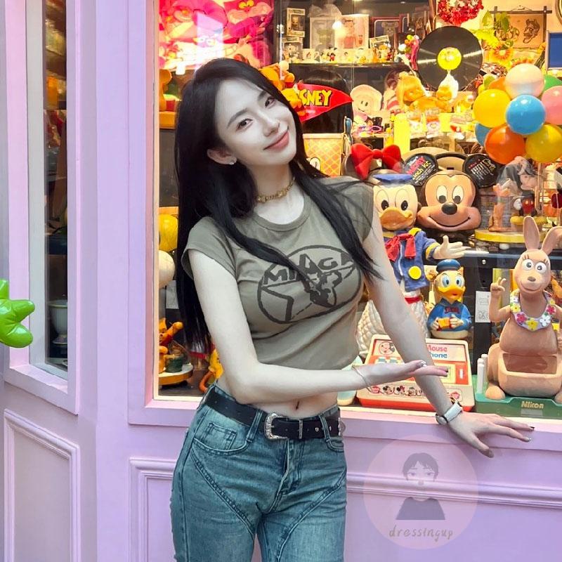 Áo Thun Sát Nách Cổ Tròn In Họa Tiết Phong Cách Đường Phố Cho Nữ