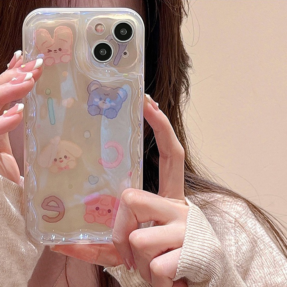 Ốp Điện Thoại TPU Mềm Blu-ray In Hình Thú Hoạt Hình Chống Rơi Cho IPhone 14 13 12 11 Pro Max 1 / 2 / 3 / Pro2