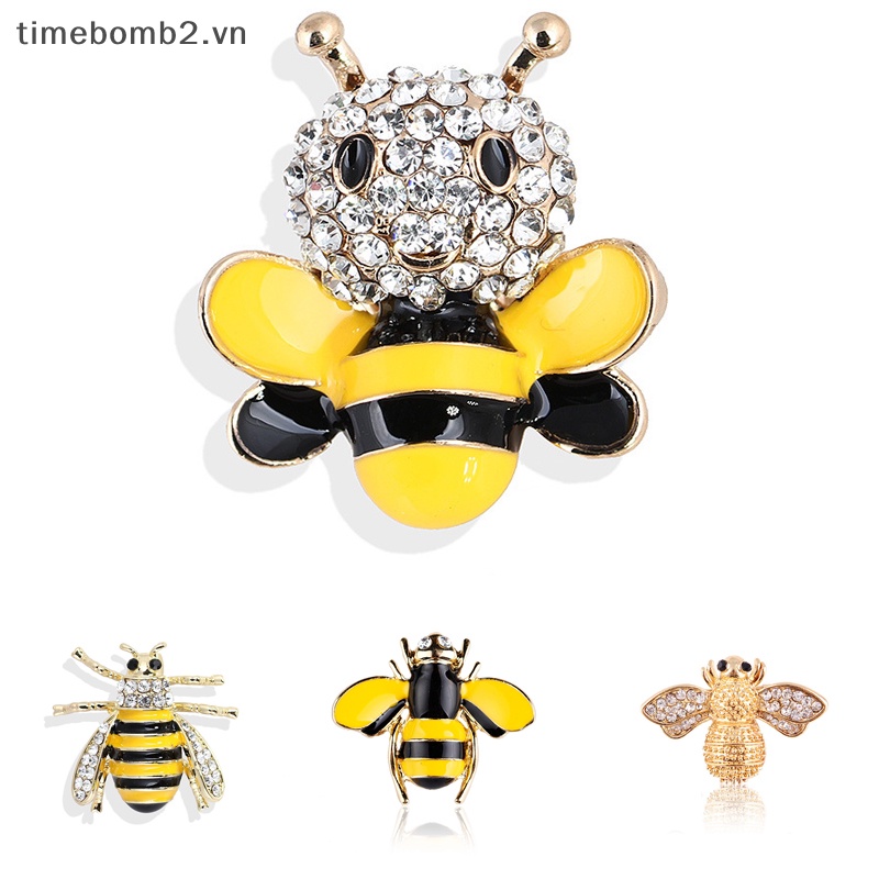 {Timebomb} Ghim Cài Áo Hình Ong Pha Lê Tráng Men Thanh Lịch Thời Trang