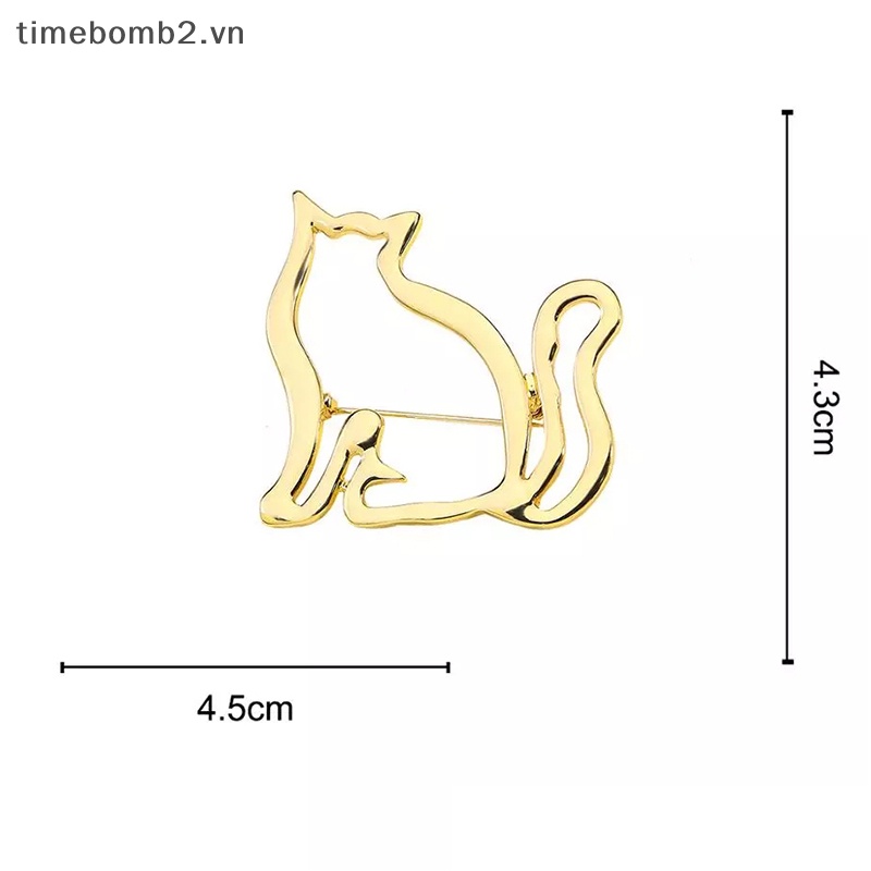{Timebomb} Ghim Cài Khăn Quàng Cổ Hình Mèo Khoét Rỗng Dày Dặn Dễ Thương Cá Tính Trang Trí Khăn Cho