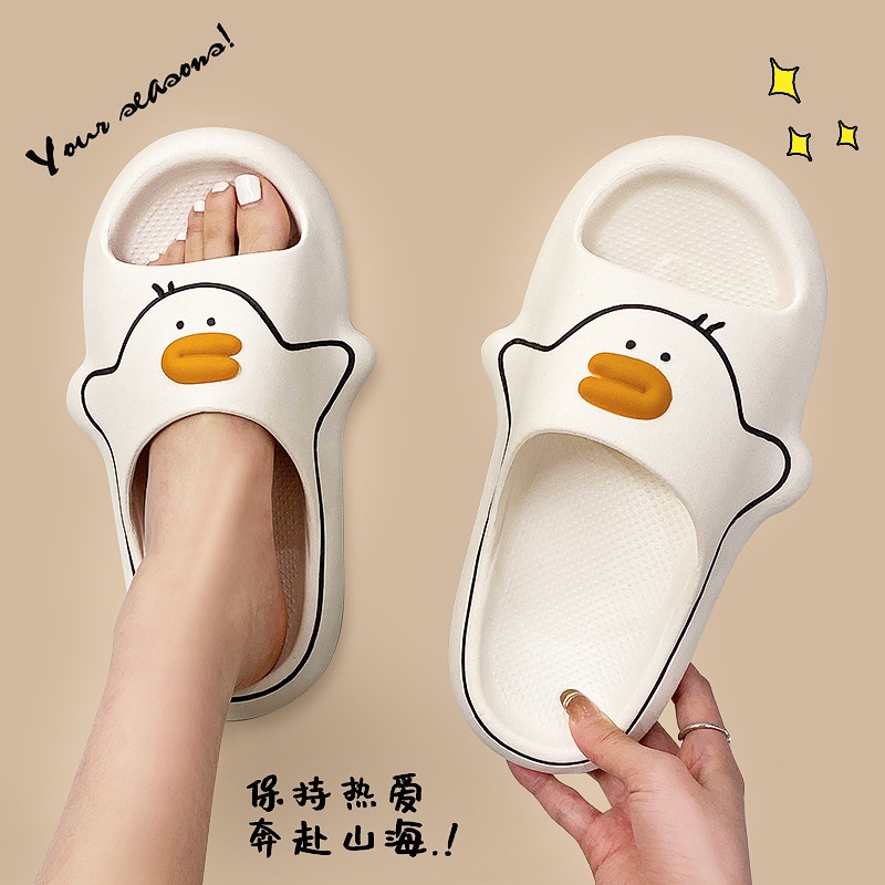 Dép bánh mì Dép  Nhà Đế Dày Chống Trượt Phong Cách Dép Quai Ngang Họa Tiết Vịt Hoạt Hình Dễ Thương