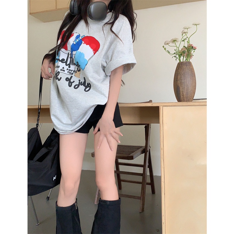 Áo Thun Nữ Dáng Rộng In Hình Cây Kem Dễ Thương