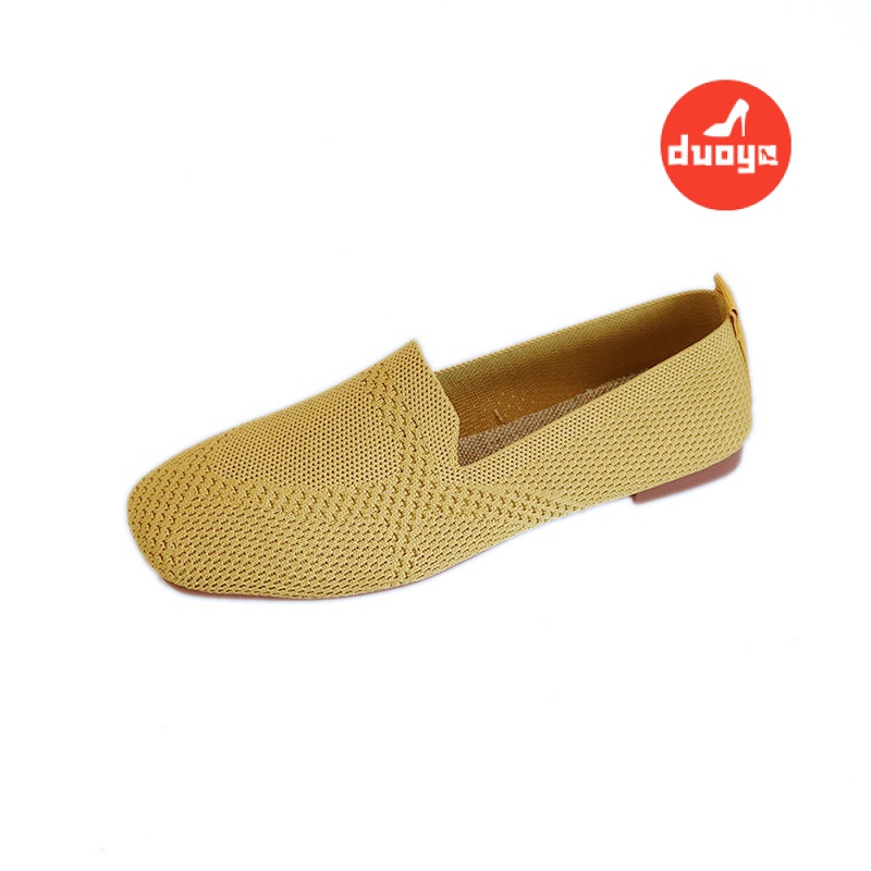 Duoya Giày Vải Dệt Đế Mềm Dày Dặn Mũi Vuông Chống Va Chạm Phong Cách Xuân Thu 2022 Cho Phụ Nữ Mang Thai-