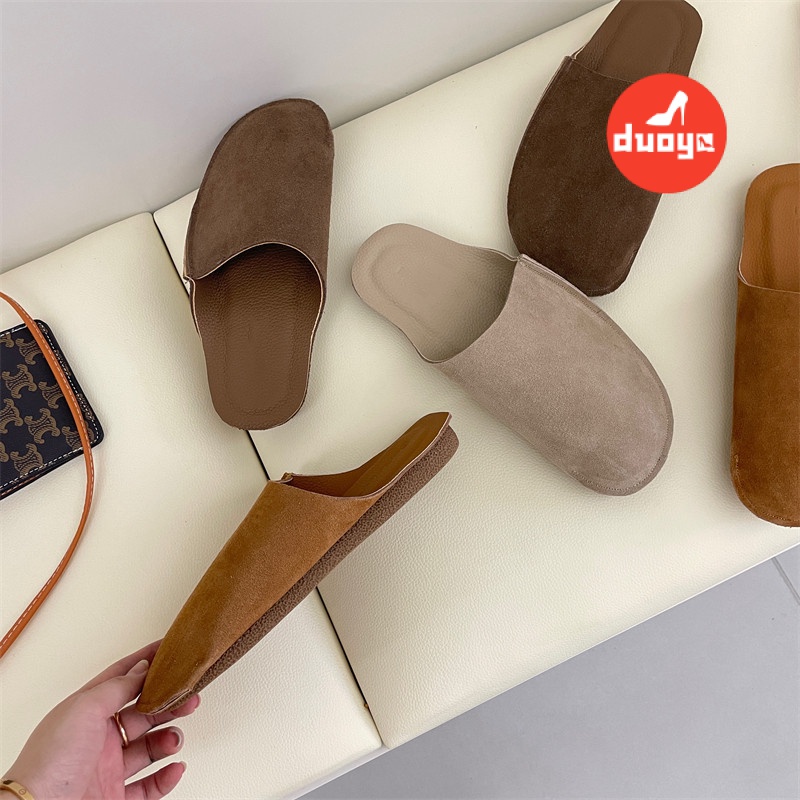 Duoya Dép Suông Thẳng ~ [Hàng Có Sẵn] Dép Da Thật Mềm Mại Mang Ngoài Trời Mùa Xuân Hè Cho Nữ Miễn Phí Vận Chuyển