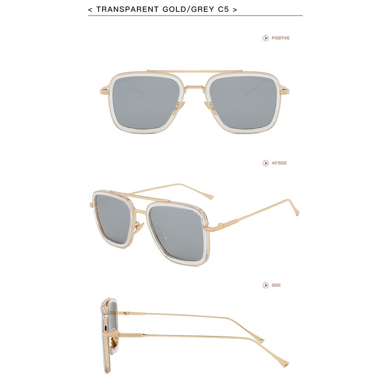 Kính Mát Gọng Vuông Kim Loại Chống Tia UV400 Phong Cách Cổ Điển Sang Trọng Dành Cho Nam