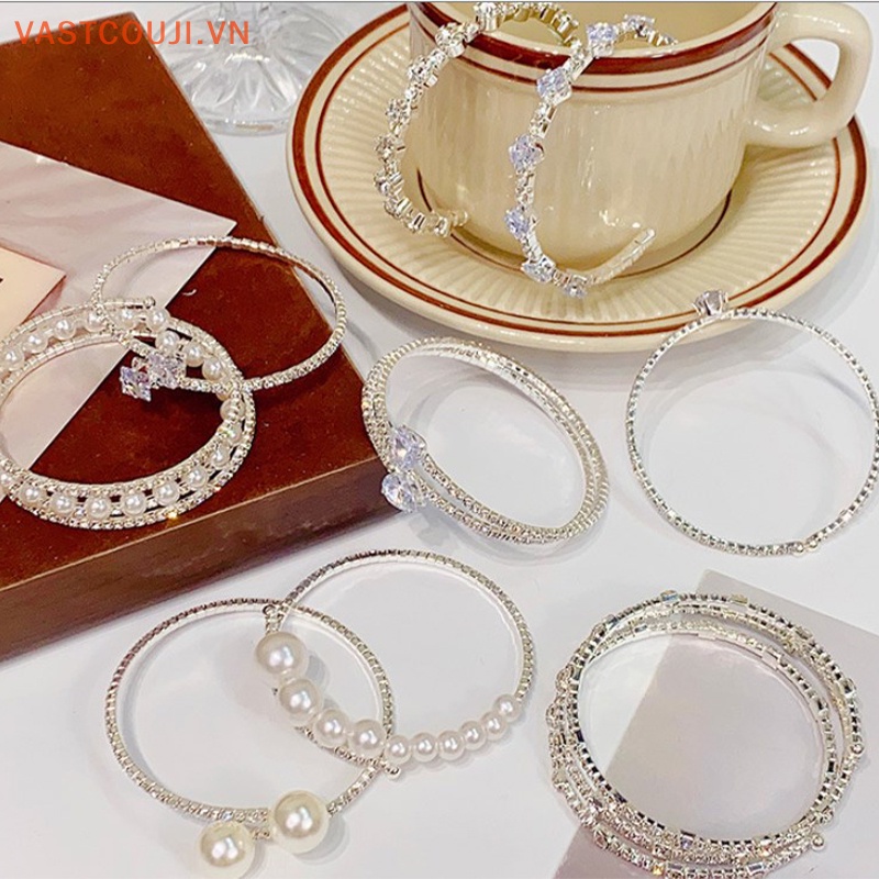 Vòng Tay Chuỗi Hạt Ngọc Trai Co Giãn Nhiều Lớp Thanh Lịch Cho Nữ