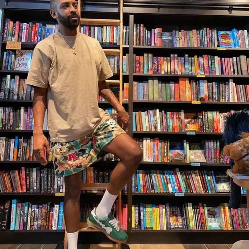 Quần Short Thể Thao Họa Tiết Rằn Ri Phong Cách Đường Phố Mỹ