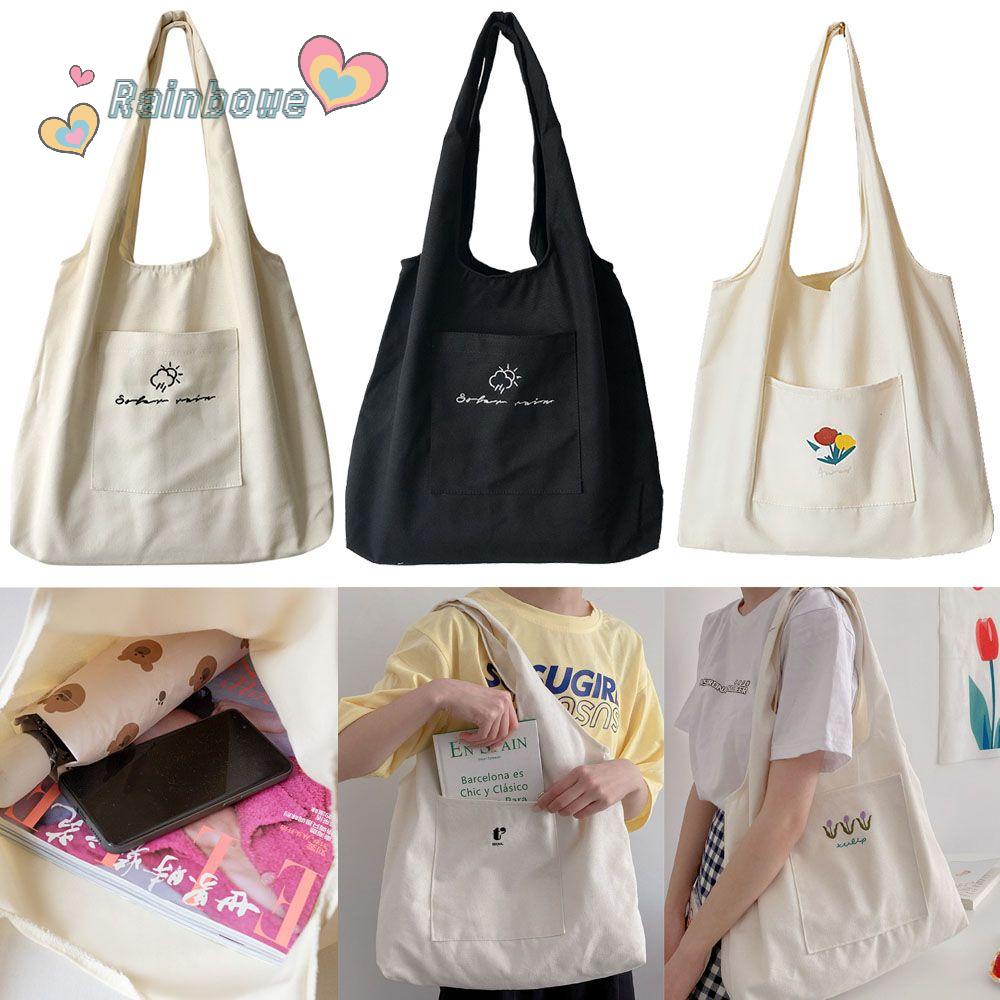 Túi Xách Canvas Họa Tiết Cầu Vồng Phong Cách Nhật Bản