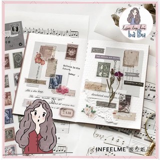 Miếng stickers trang trí kiểu vintage trang trí junkjournal DIY