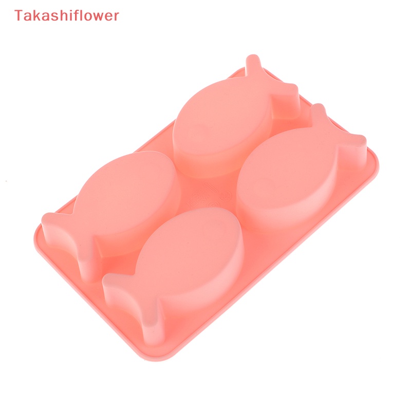 1 Khuôn Silicone Làm Bánh Hình Cá 4 Lỗ DIY