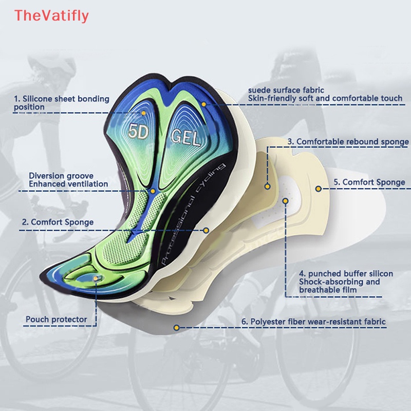 [Thevalifly] Quần Đùi Đi Xe Đạp Có Đệm GEL Thoáng Khí Chống Sốc Dành Cho Nam