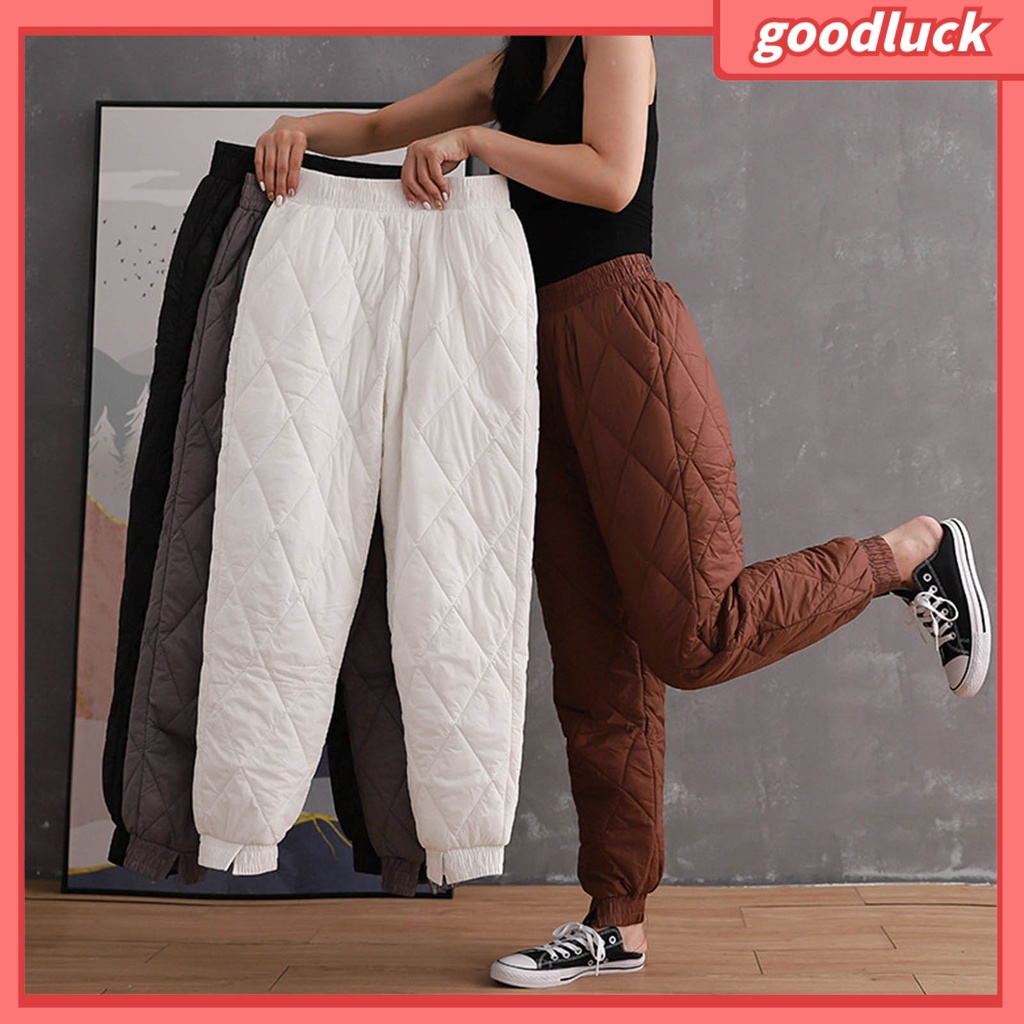 [ULK] Quần Dài Lưng Thun Dày Dặn Ấm Áp Màu Trơn Đơn Giản Dành Cho Nữ Đi Mua Sắm