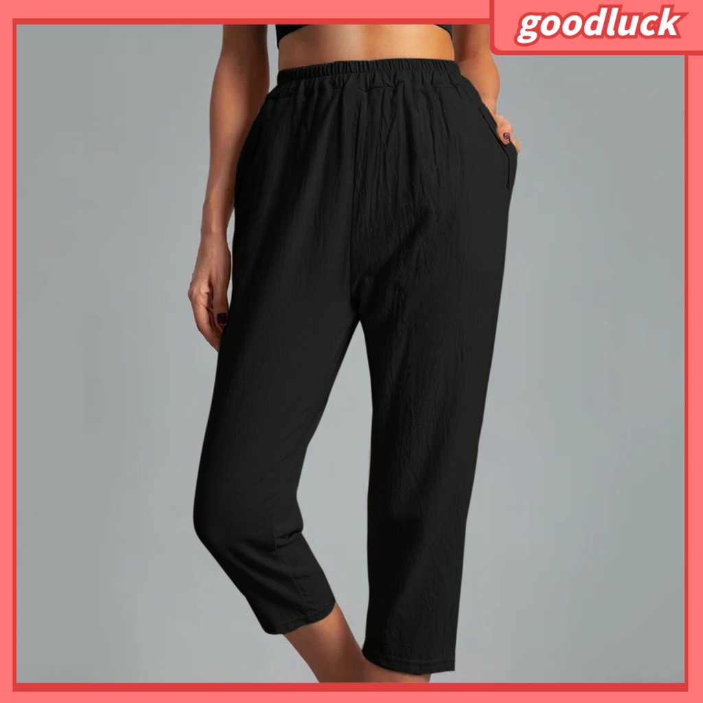 [ULK] Quần Dài Crop Top Màu Trơn Đơn Giản Dễ Phối Đồ Mặc Hàng Ngày Cho Nữ