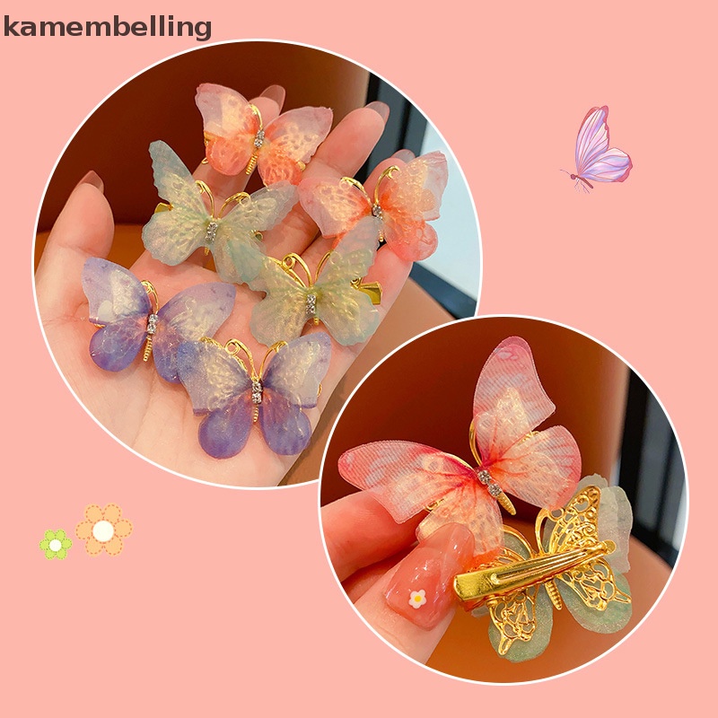 Set 6 Kẹp Tóc Hình Bướm Nhiều Màu Dễ Thương Cho Bé Gái