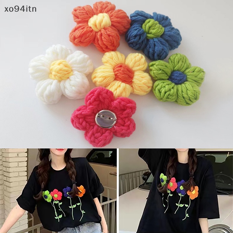 Trâm Cài Áo Hình Hoa Đan Len Thủ Công Đơn Giản Cho Nữ