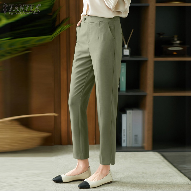 Zanzea Quần Dài Lưng Cao Thắt Nơ Thời Trang Hàn Quốc Cho Nữ