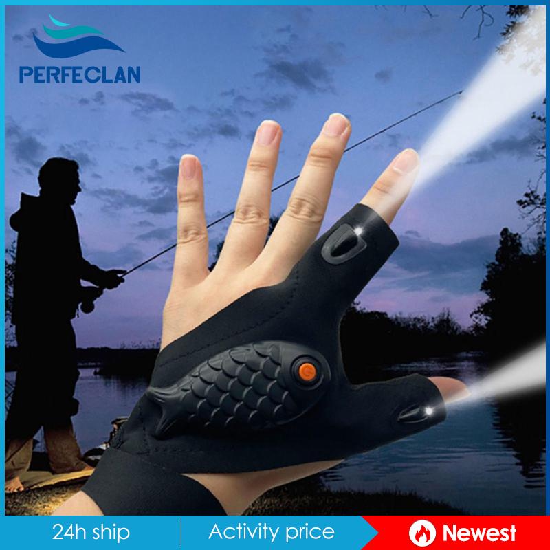 Găng Tay Chống Trượt Có Đèn Pin LED Thoáng Khí Cho Câu Cá Ban Đêm Unisex