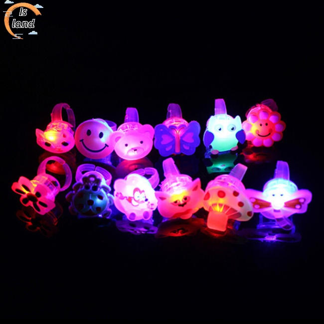 Nhẫn Cao Su Mềm Mại Co Giãn Có Đèn Led Phát Sáng Hoạt Hình Cho Bé